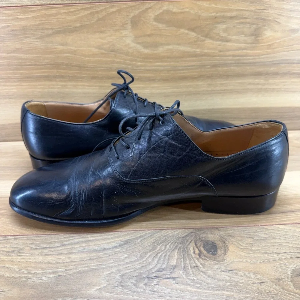 Magnanni Plain Toe Mens 11 Wide Black Leather Formal Business Dress Oxfords